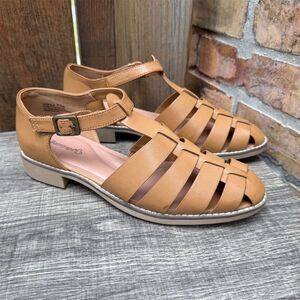 Baretraps Women's Fisherman Flat Sandals Tan Size 7.5M Casual Leather